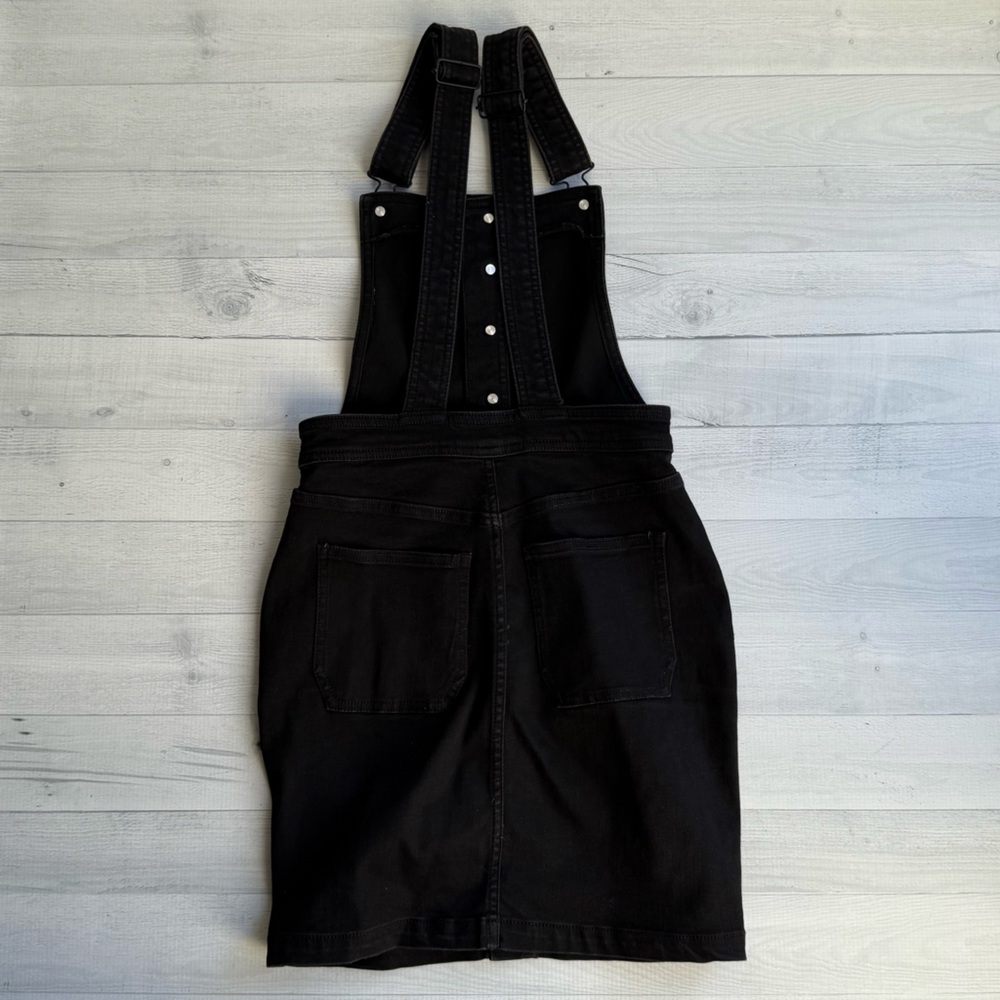 Fashion Nova Always Amy Stretch Black Denim Overall Skirt Dress XS - Picture 2 of 7
